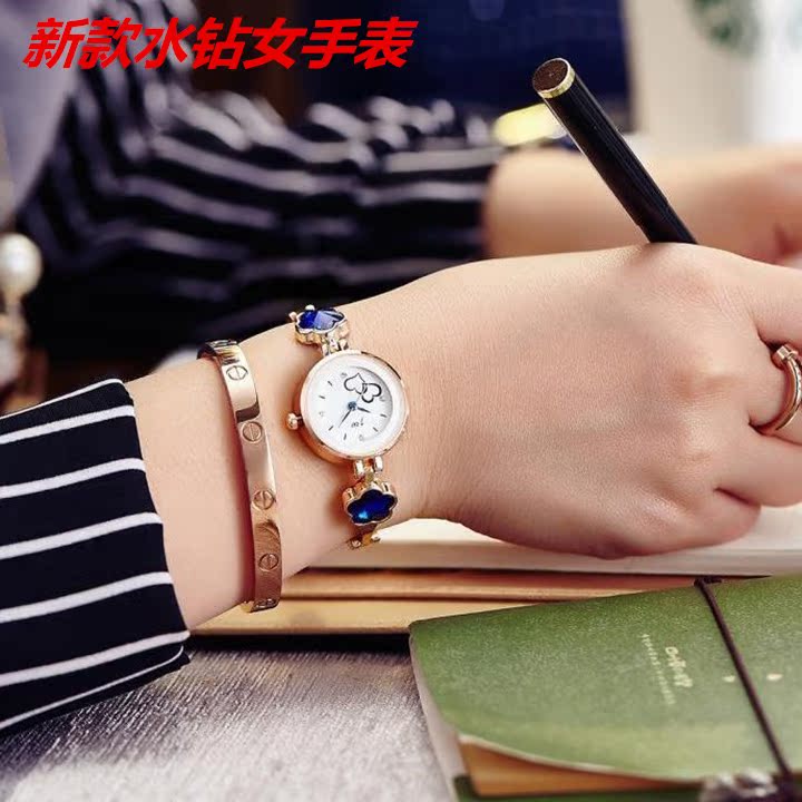 韩版手链女士手表超薄水钻时尚学生休闲钢带简约潮防水款石英腕表
