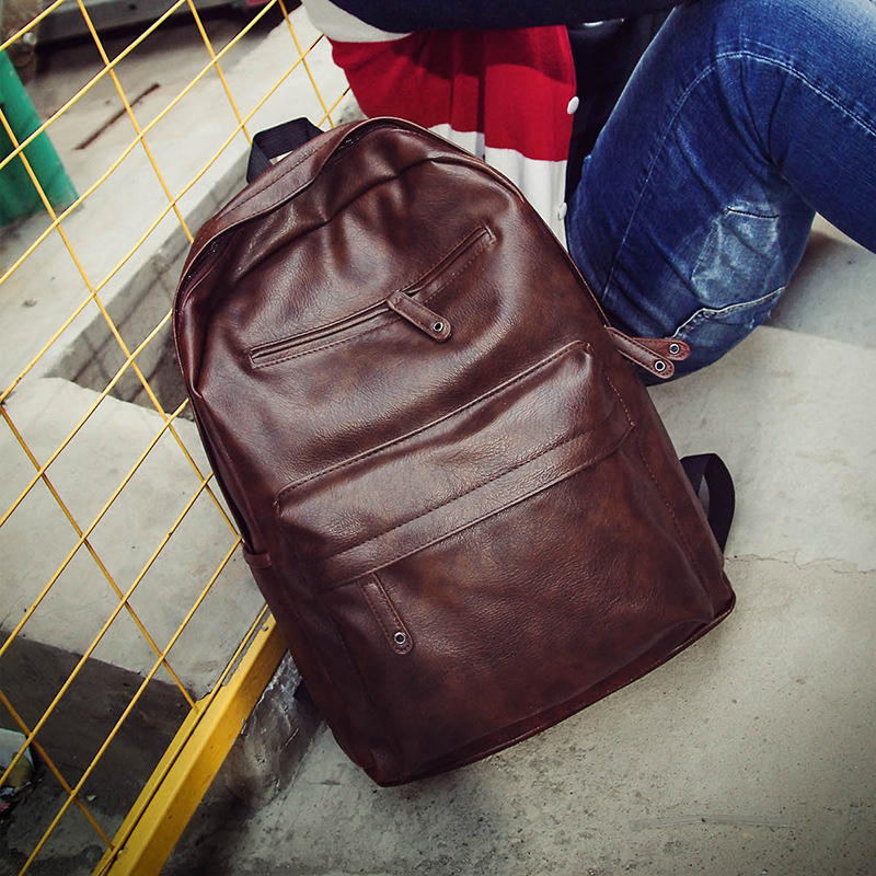 双肩包男韩版男士背包皮潮流休闲男包学生书包时尚商务电脑旅行包