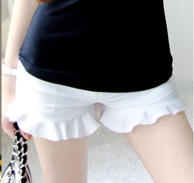 大布娃娃白短裤女 2016夏季新款白色百搭修身显瘦荷叶边短裤热裤
