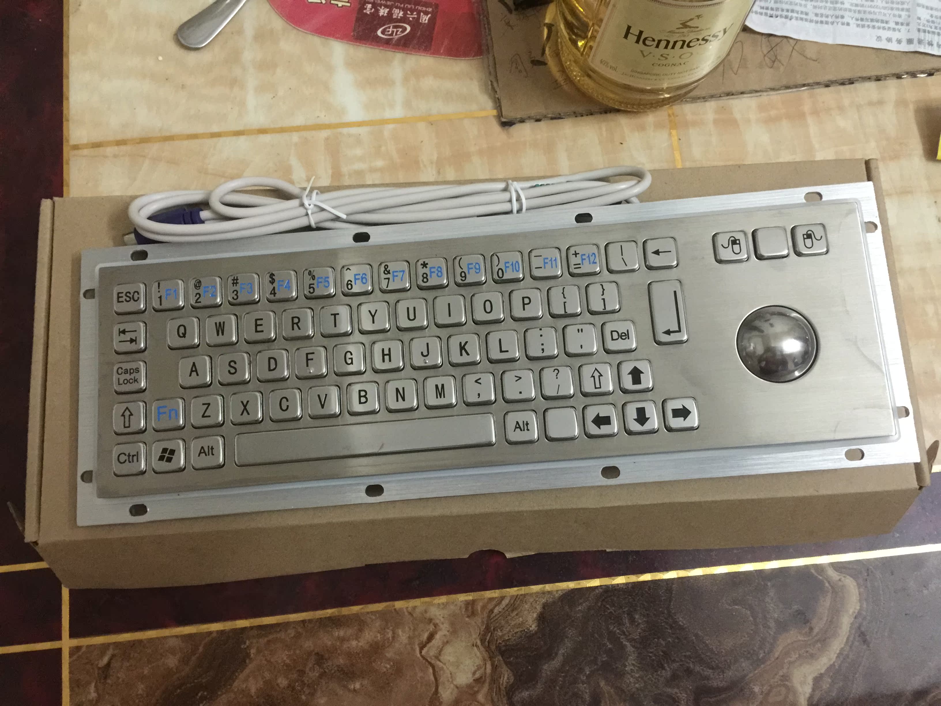 双环金属不锈钢轨迹球触摸板屏嵌入式一体化工业数控机不锈钢键盘