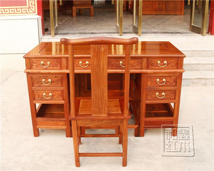 红木家具缅甸花梨木电脑桌书桌 大果紫檀1.4米办公桌写字台特价