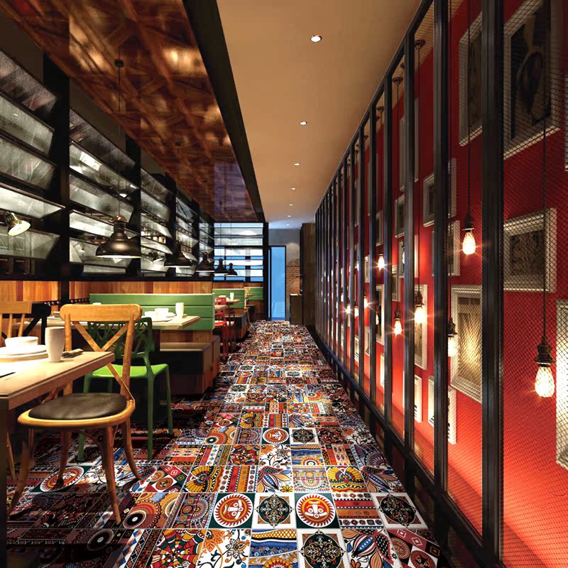 印第安唐卡 小花砖300 餐厅厨卫客厅背景墙 拼花彩砖花片陶瓷地砖