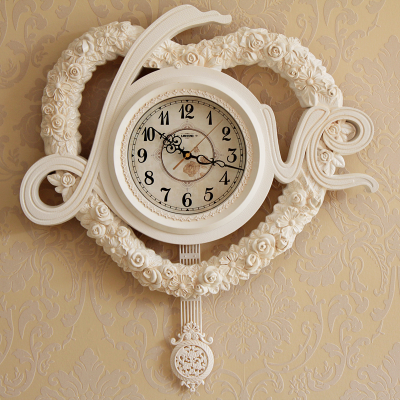 墙上挂表客厅静音欧式挂钟家用艺术时钟大气奢华结婚个性摇摆钟表