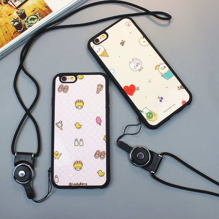 日韩夏季小单品苹果6s新壳子挂绳挂脖可爱款iPhone6plus 5s手机壳