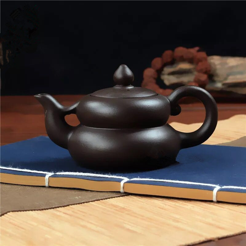紫砂茶壶葫芦壶福禄朱泥小壶潮汕特色手工茶具紫砂茶具150ml包邮