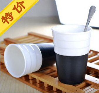 咖啡杯马克杯茶水杯复古陶瓷杯日式杯子黑白立体杯创意水杯色釉杯