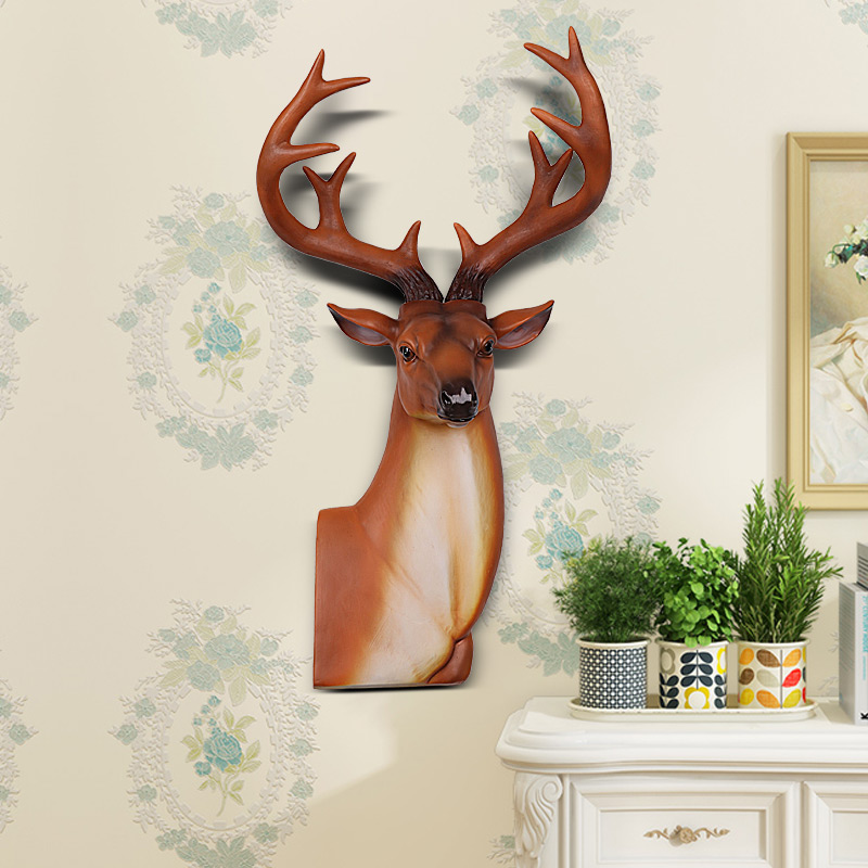 生财有鹿欧式创意仿真鹿头壁饰壁挂墙上装饰品酒吧动物头挂件客厅