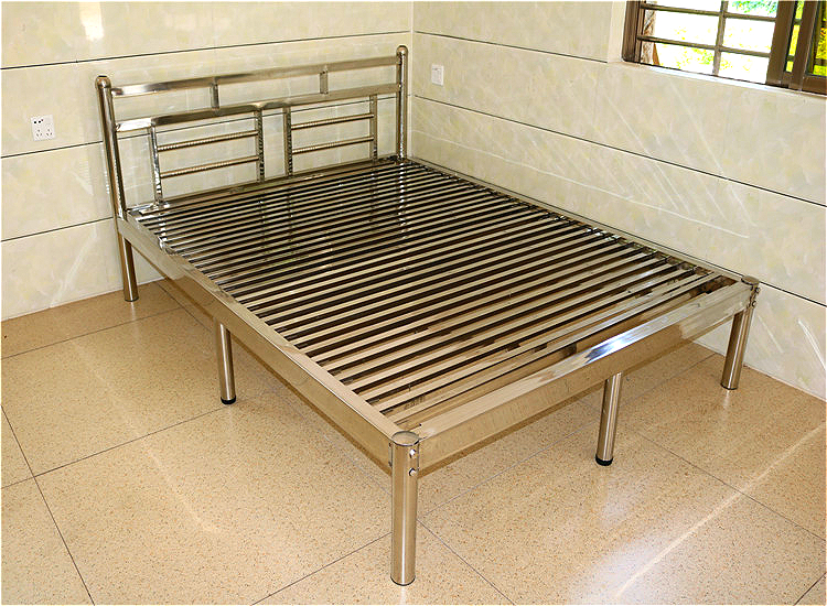 定制 定制304或202现代铁艺钢木不锈钢床1.2米1.5米1.8米单双人床