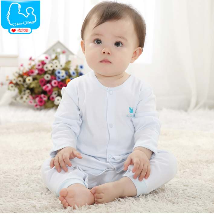 婴儿连体衣打底衫秋装纯棉长袖新生儿衣服0-3-6个月满月哈衣爬服