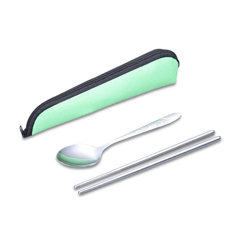 不锈钢便携餐具 带布套  筷子勺子组合