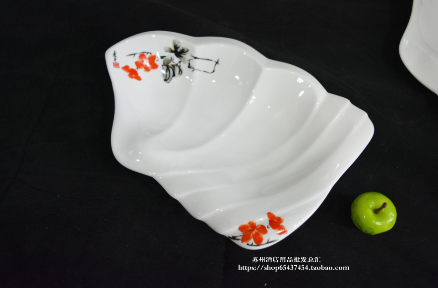 高档创意彩色陶瓷菜盘星级酒店餐具贴花盘子个性装饰炒菜盘造型盘