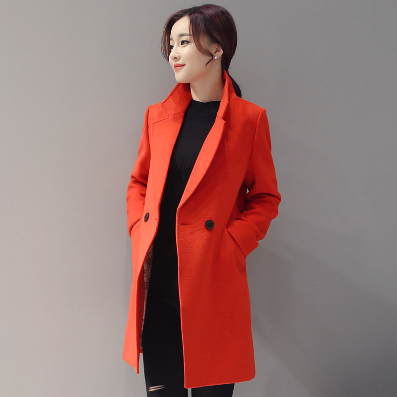 2016新韩版秋季大码女装时尚毛呢外套胖mm显瘦中长款风衣呢子大衣