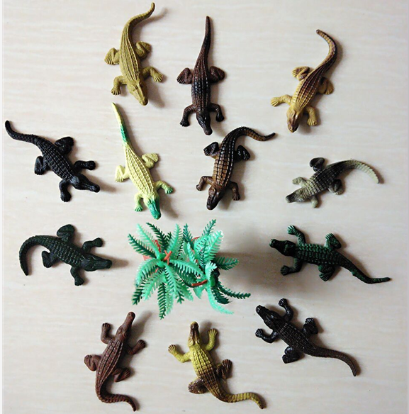 小鳄鱼仿真模型玩具 海洋动物塑料软胶鳄鱼模型儿童学生教具摆件