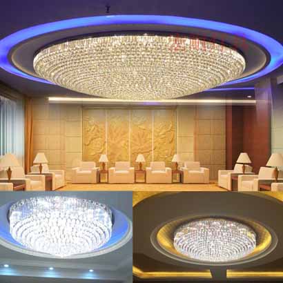 led酒店圆形大堂水晶灯客厅大厅水晶吸顶灯工程灯直径1.5米2米3米