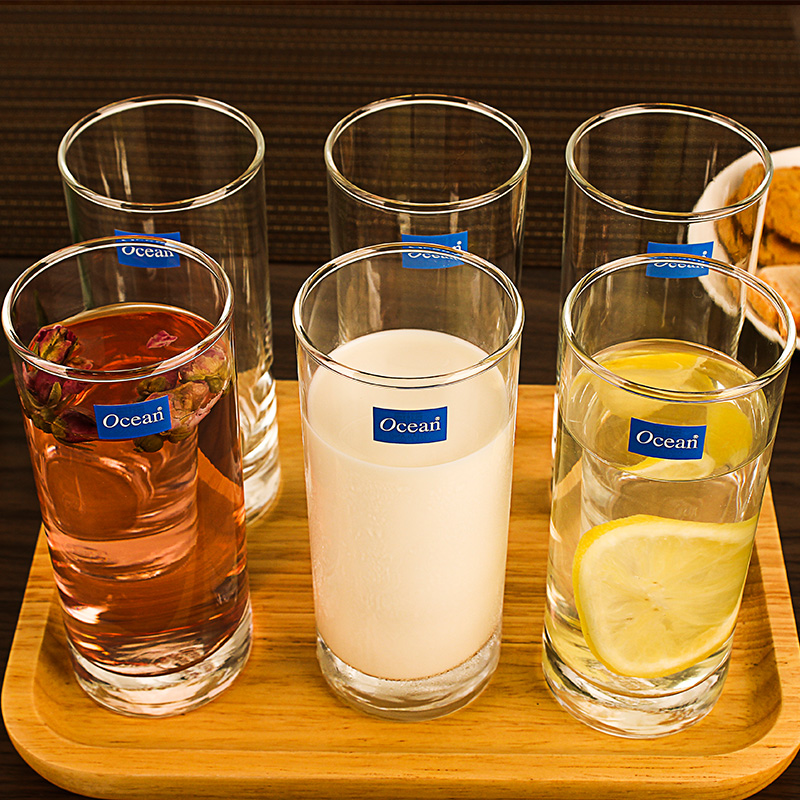 耐热家用办公室透明玻璃水杯 创意果汁牛奶杯 喝水泡茶饮料杯套装