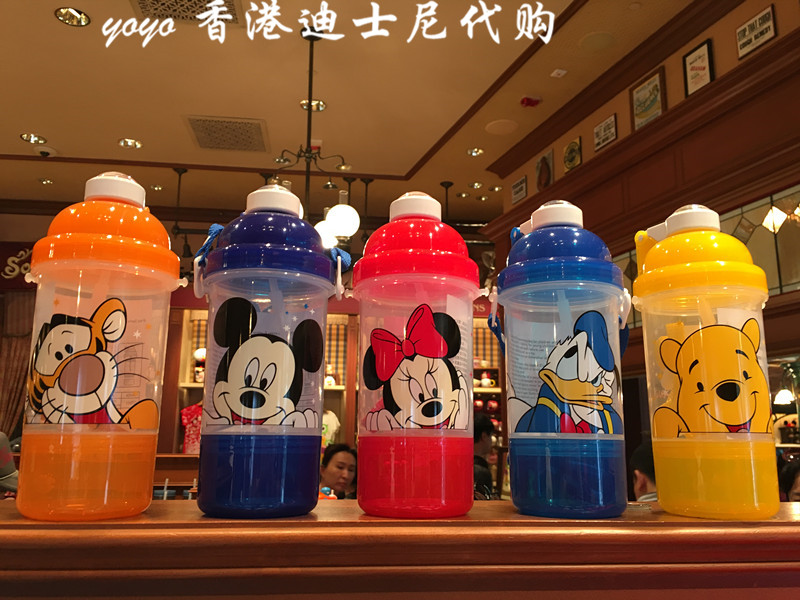 香港迪士尼代购维尼米奇米妮唐老鸭跳跳虎儿童吸管杯水杯塑料水壶