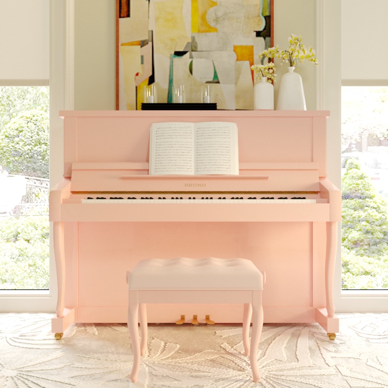 德国全新钢琴原装布鲁诺 高端专业进口初学者粉色立式钢琴包到家