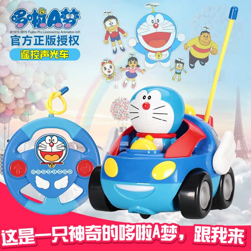 哆啦A梦遥控卡通车玩具车声光遥控赛车汽车充电动儿童玩具男3-6岁