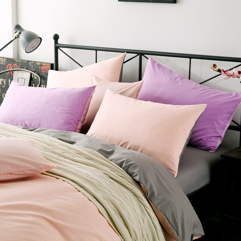 纯色加厚纯棉四件套全棉1.8m简约素色床单被套床上用品