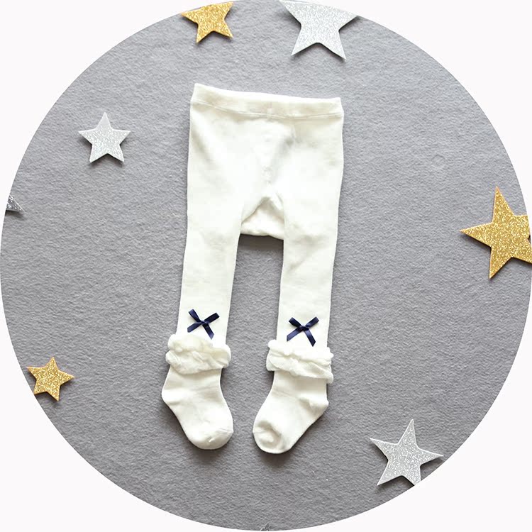 8-9-10个月女宝宝白色打底连裤袜春秋冬季婴幼女童白色袜子1-3岁