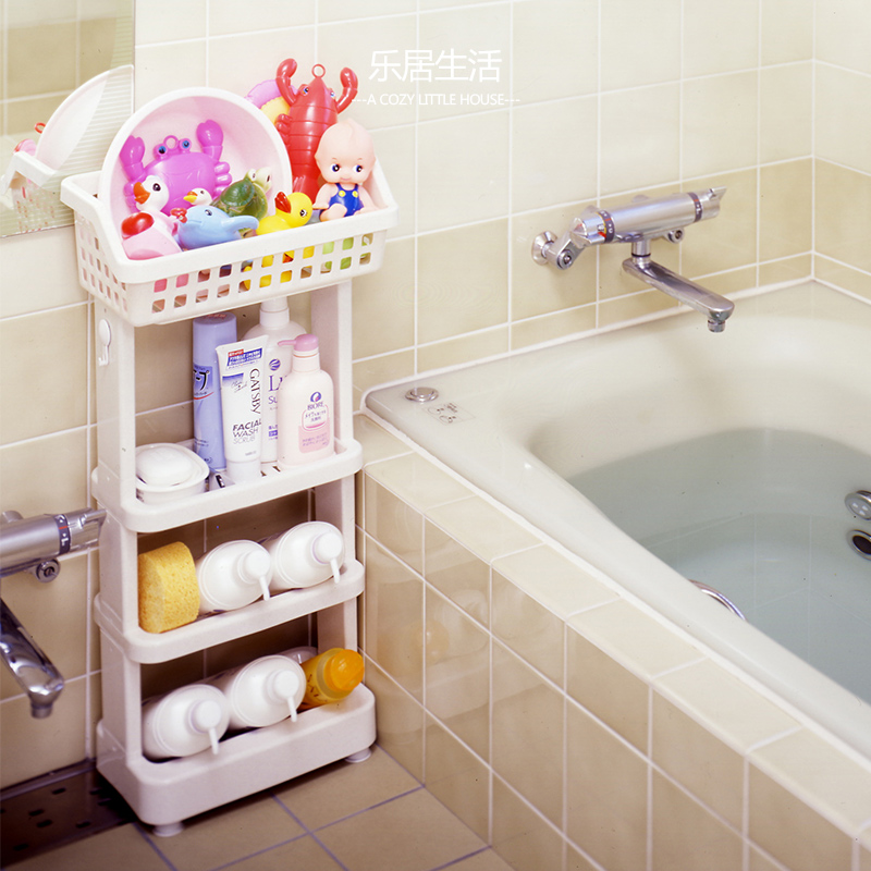 日本进口卫生间置物架落地洗手间浴室免打孔收纳架洗衣机储物架子