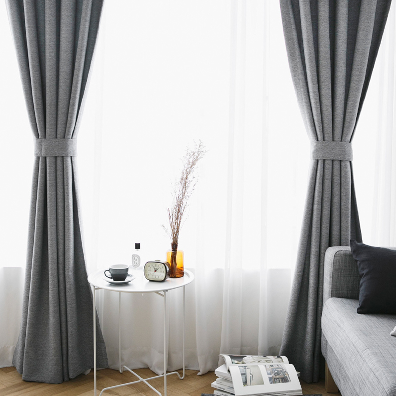 北欧现代简约纯色棉麻风格窗帘 成品定制客厅卧室飘窗窗帘特价布