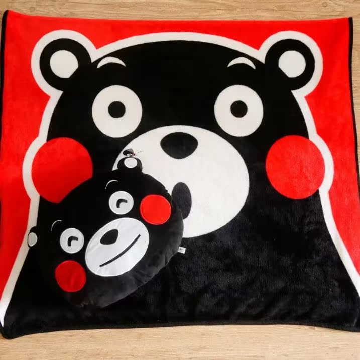 熊本熊kumamon酷萌熊黑熊抱枕毯空调毯法兰绒盖毯生日儿童节礼物