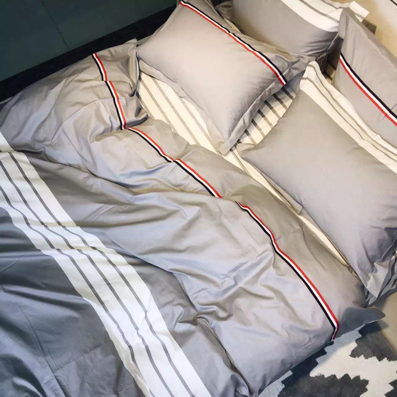 北欧全棉四件套简约风条纹纯棉被套男士宿舍床上用品1.5m1.8m床单