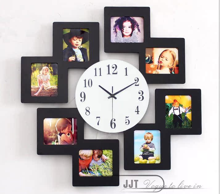 电视墙装饰创意挂钟现代时尚客厅挂表个性艺术时钟相框静音钟表