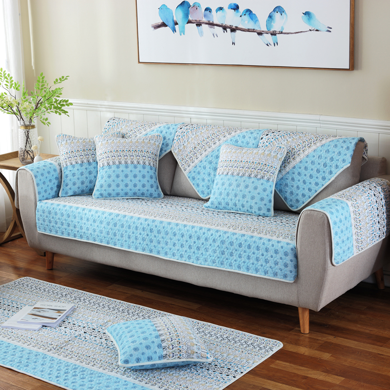 全棉沙发垫布艺全包四季通用简约现代全盖防滑印花组合沙发坐垫套