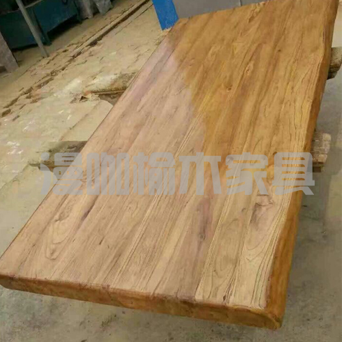 漫咖啡桌椅老榆木油漆面实木吧台面板桌面面板可定制