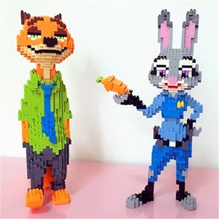 小颗粒微型迷你钻石积木疯狂动物城狐狸尼克兔子朱迪拼装益智玩具