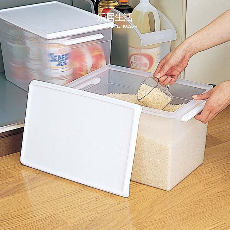 日本进口密封食品收纳盒软盖大米保鲜盒长方形可叠加面粉储物盒