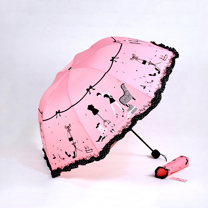 小清新韩国创意两用晴雨伞折叠三折伞太阳伞女黑胶防晒户外遮阳伞