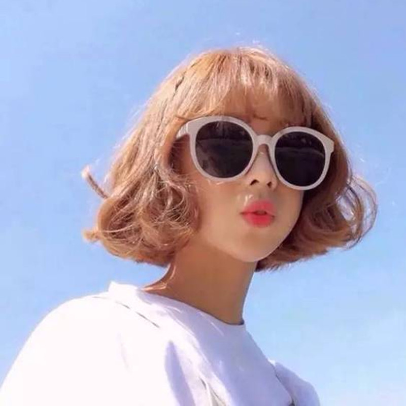 韩国ulzzang网红同款复古大框GM太阳眼镜女潮白色圆框个性墨镜