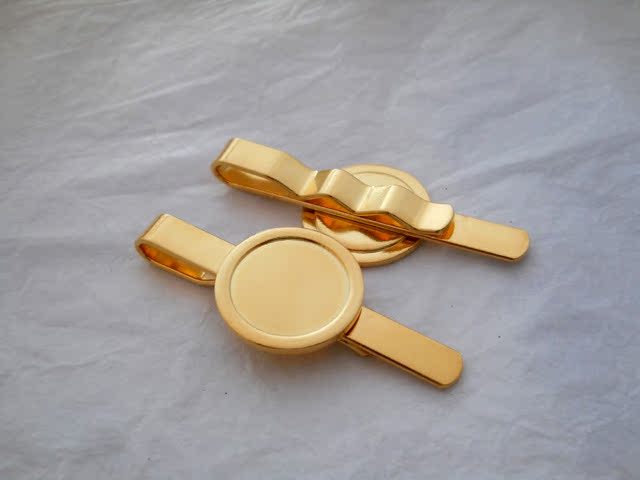 铜质镀金领带夹款式II 可入16mm圆形宝石