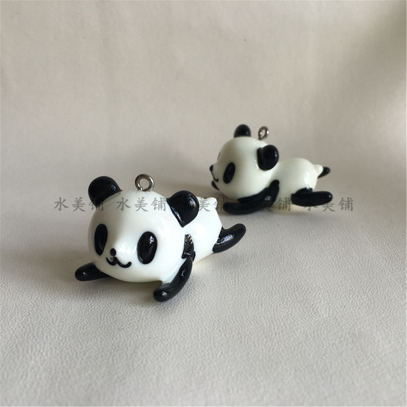 陶瓷珠子可爱熊猫卡通DIY手工手绳链项链耳环创意串珠中国结材料