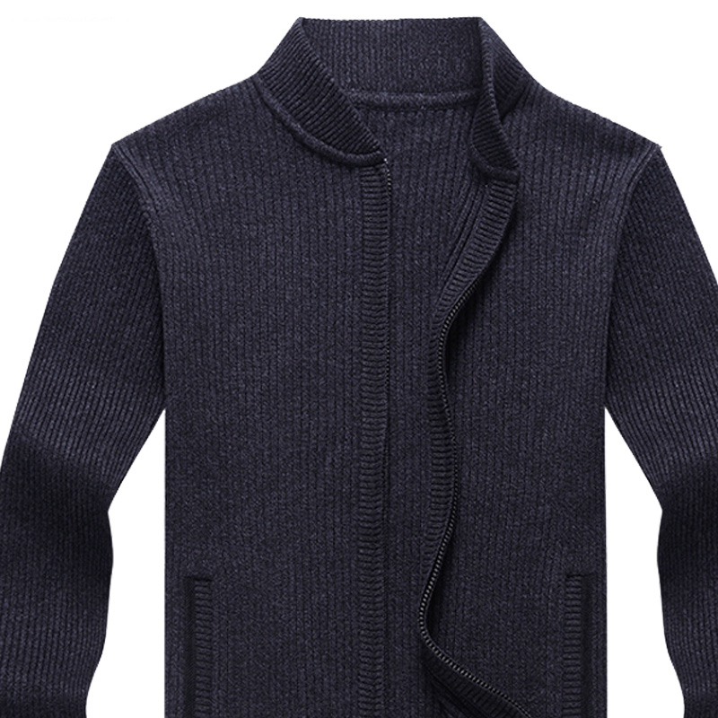 2016秋冬新款毛衣针织衫男士开衫外套中年修身立领羊毛衫夹克男装