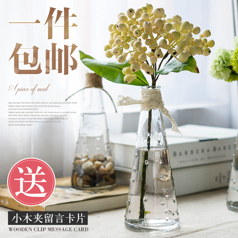 造生活 透明玻璃小花瓶桌面创意摆件插花瓶小花器 家居餐桌装饰