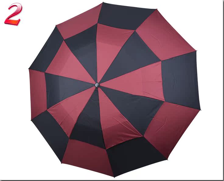 PI发雨伞加固超大男士晴雨伞三折叠雨伞拼色双层防风十骨太阳伞