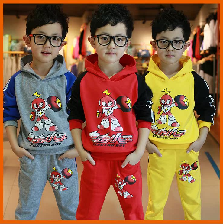 2016春2新款韩版3卫衣两件套4电击小子5两件套7岁男童6中小童
