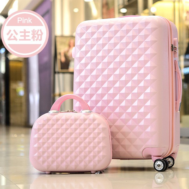 2017新款纯色拉链韩版钻石纹24寸时尚女士旅行箱牛津布登机行李箱