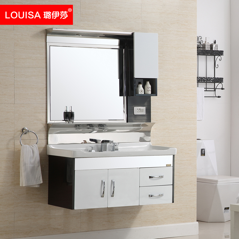 欧式浴室柜组合不锈钢卫浴柜卫生间洗手盆洗脸盆柜80-100cm