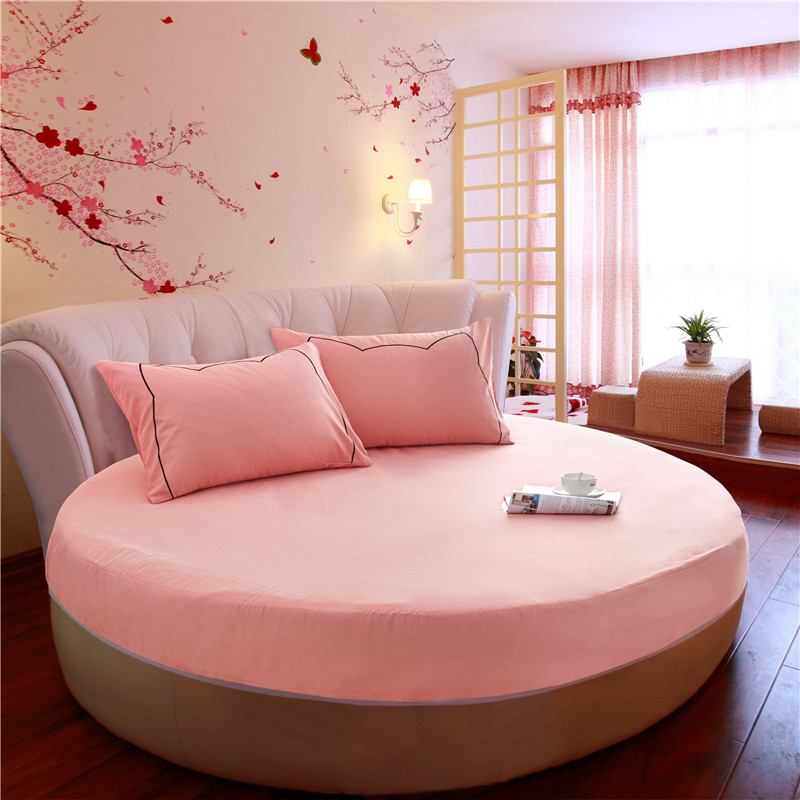 全棉圆床床笠单件 纯棉圆形床笠床单床罩床套保护套纯色 2米/2.2m
