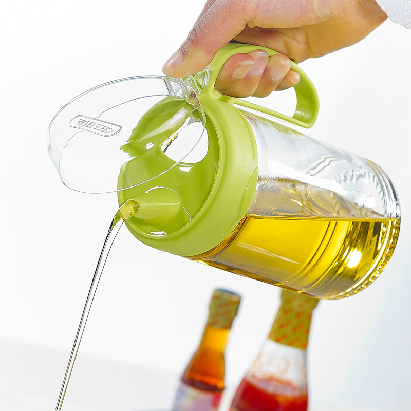 茶花油壶玻璃防漏厨房用品装塑料调味瓶酱油瓶醋瓶套装大号小油瓶