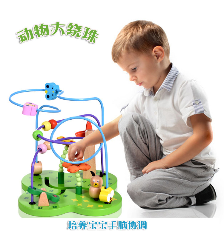 日本ED儿童绕珠串珠玩具宝宝大号绕珠 木制益智力早教玩具1-3岁