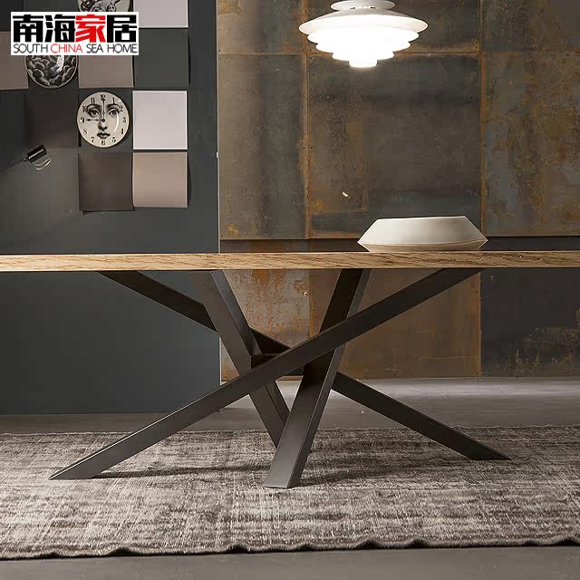 实木会议桌简约现代长方形工作台创意原木接待桌定做会客洽谈桌子