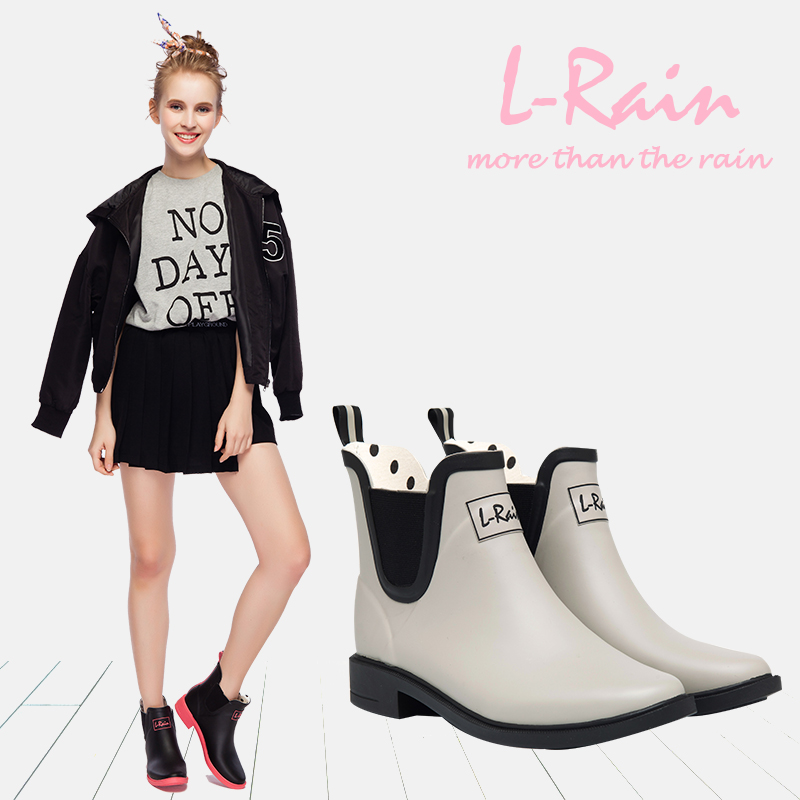 雨鞋女短筒防滑L-Rain2016正品英伦典范切尔西经典撞色胶鞋雨靴