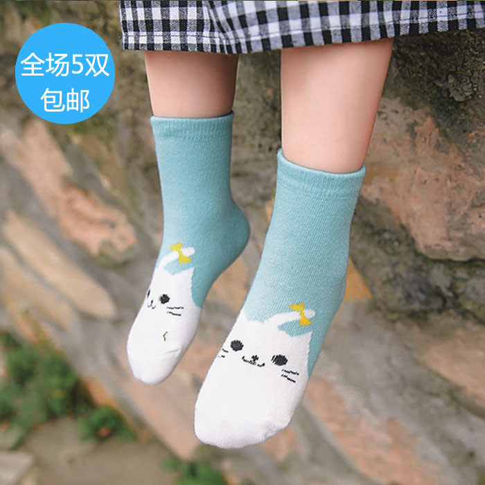 2016新款儿童宝宝袜子韩国新品可爱卡通蝴蝶结猫咪短袜1-3-7-10