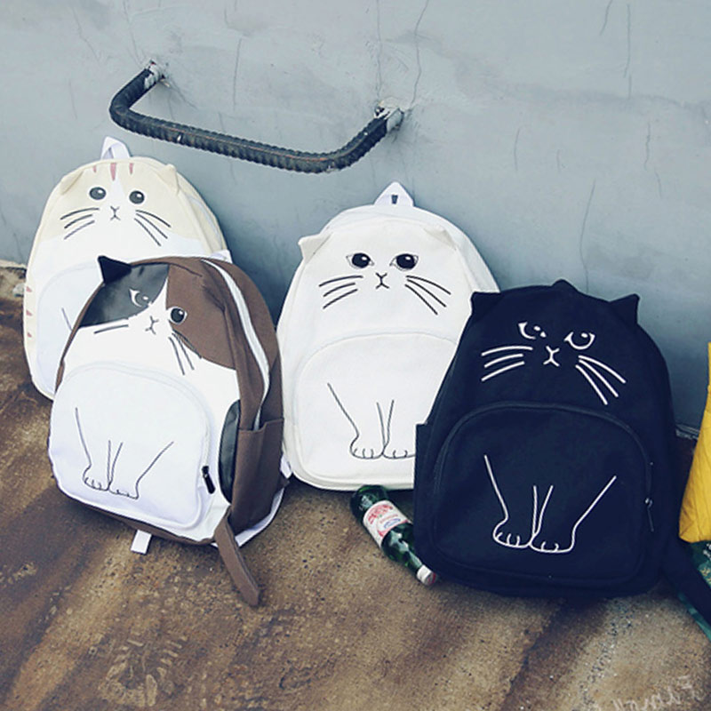韩版创意可爱猫咪时尚个性女软妹背包旅行包包学生双肩包休闲书包